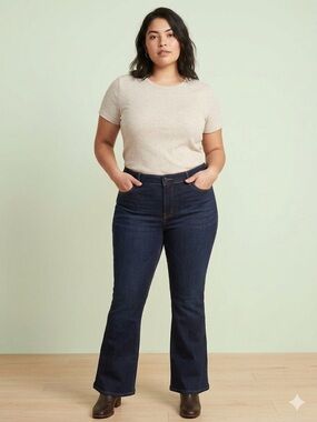 Old Navy Size 20 Mid Rise Kicker Boot-Cut Jeans Dark Indigo